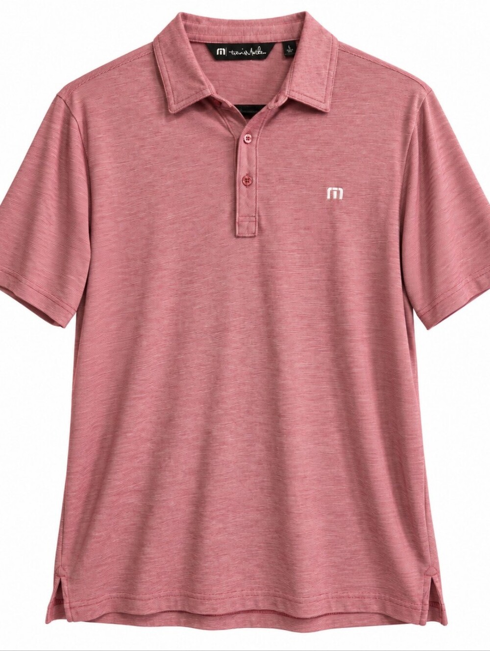 TravisMathew Men's Large Dusty Rose Pink Heathered Golf Polo Shirt